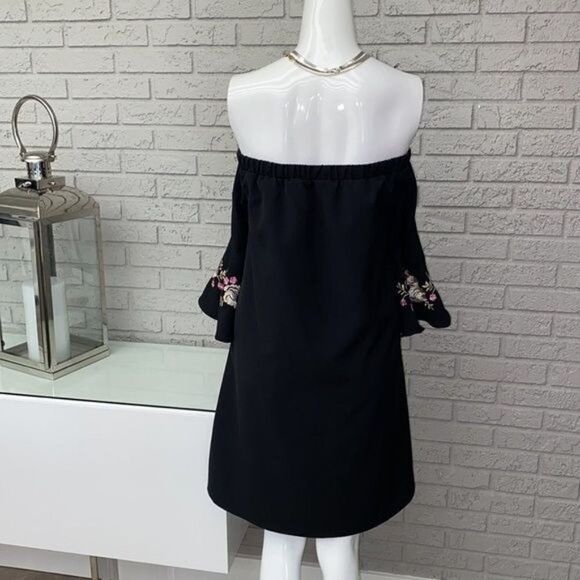 Jennifer Lopez Embroidered Off The Shoulder Mini Dress Size M - Picture 5 of 8